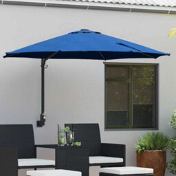 Berkfield Garden Parasol Blue, Black 248 X 248 X 148 Cm Polyester, Steel
