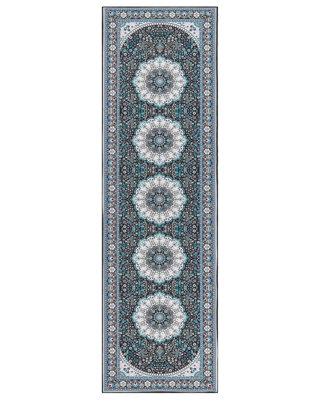 Beliani Home Oriental Runner Rug Blue Polyester 60 X 200 Cm Anti-Slip - image 1
