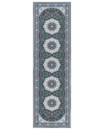 Beliani Home Oriental Runner Rug Blue Polyester 60 X 200 Cm Anti-Slip - thumbnail 1