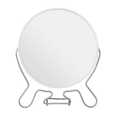 Orsina White Metal Large Shaving Mirror, 2-Sided Table Mirror With Swivel Function, Table Mirror With Metal Stand - image 1