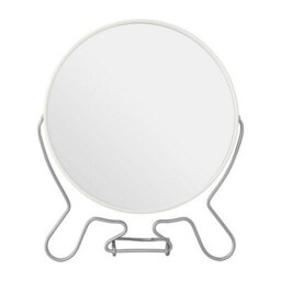 Orsina White Metal Large Shaving Mirror, 2-Sided Table Mirror With Swivel Function, Table Mirror With Metal Stand