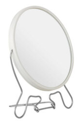 Orsina White Metal Large Shaving Mirror, 2-Sided Table Mirror With Swivel Function, Table Mirror With Metal Stand - thumbnail 2