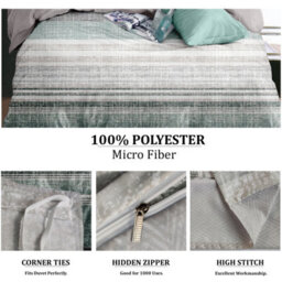 Neel Blue Double Printed Duvet Cover & 2 Matching Pillow Cases - Green - thumbnail 7