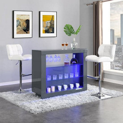 Furniture in Fashion Fiesta Grey High Gloss Bar Table With 2 Candid White Stools - image 1