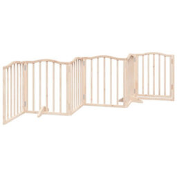 Walplus Brown Dog Gate With Door Foldable 6 Panels 300 Cm Poplar Wood - thumbnail 6