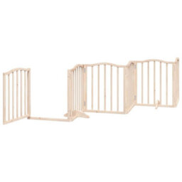 Walplus Brown Dog Gate With Door Foldable 6 Panels 300 Cm Poplar Wood - thumbnail 4