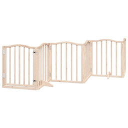 Walplus Brown Dog Gate With Door Foldable 6 Panels 300 Cm Poplar Wood - thumbnail 2