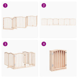 Walplus Brown Dog Gate With Door Foldable 6 Panels 300 Cm Poplar Wood - thumbnail 7
