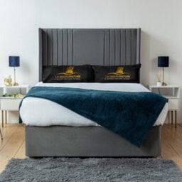 UKBEDFURNITURE Skyline Steel Plush Wingback Divan Bed With 2 Foot End Drawers & 54 Inch Headboard - thumbnail 2