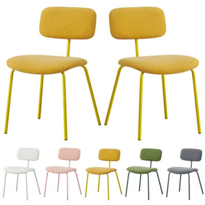 Mof Modern Upholstered Dining Chairs Set Of 2 Fabric Padded Seat With Metal Legs (Yellow X2) - image 1