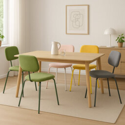 Mof Modern Upholstered Dining Chairs Set Of 2 Fabric Padded Seat With Metal Legs (Yellow X2) - thumbnail 2