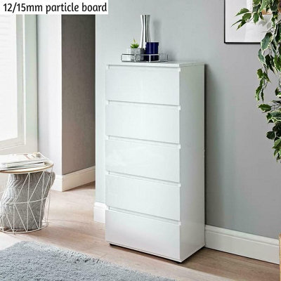 Spot On Dealz White Chest Of Drawers Bedroom 5 Drawer Modern Slim Side Storage - image 1