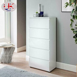 Spot On Dealz White Chest Of Drawers Bedroom 5 Drawer Modern Slim Side Storage  - thumbnail 5