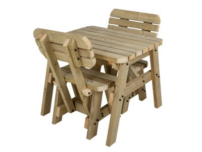 Arbor Garden Solutions Victoria Compact Wooden Picnic Bench And Table Set, Rounded Outdoor Dining Set With Backrest (4Ft, Natural Finish) - image 1