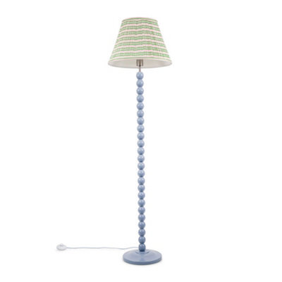Valuelights Bobbles Powder Blue Bobbin Floor Lamp With Pink Aztec Pleated Shade - image 1