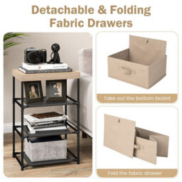 Gainoom 3 Chests Of Drawers Natural 3-Tier Nightstand Organizer Fabric Dresser Storage Unit - thumbnail 8