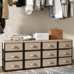 Gainoom 3 Chests Of Drawers Natural 3-Tier Nightstand Organizer Fabric Dresser Storage Unit - thumbnail 4
