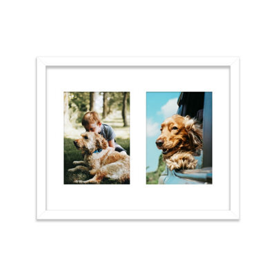 14X11 Inch 2 Opening Photo Collage Frame, Display Two 7X5 Inch Photos, Multi Aperture Family Picture Frame, White - image 1