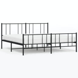 Berkfield Metal Bed Frame With Headboard And Footboard Black 200X200 Cm - thumbnail 2