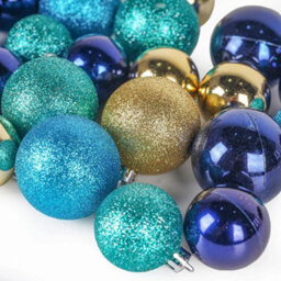 Christmas Baubles Ornament 22 Piece Blue & Gold - thumbnail 3