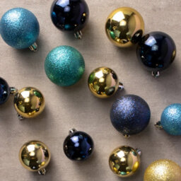 Christmas Baubles Ornament 22 Piece Blue & Gold - thumbnail 2