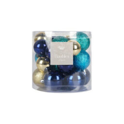 Christmas Baubles Ornament 22 Piece Blue & Gold - thumbnail 1