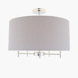 Pacific Lifestyle Large Linen 5 Arm Ceiling Light With Grey Drum Lampshade - thumbnail 2