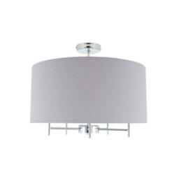 Pacific Lifestyle Large Linen 5 Arm Ceiling Light With Grey Drum Lampshade