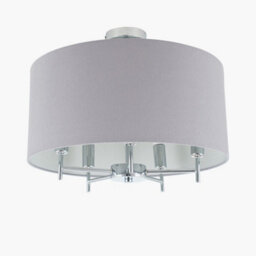 Pacific Lifestyle Large Linen 5 Arm Ceiling Light With Grey Drum Lampshade - thumbnail 3