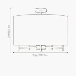 Pacific Lifestyle Large Linen 5 Arm Ceiling Light With Grey Drum Lampshade - thumbnail 5