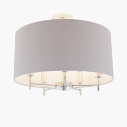 Pacific Lifestyle Large Linen 5 Arm Ceiling Light With Grey Drum Lampshade - thumbnail 4