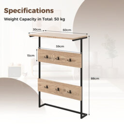 Costway Entryway Hanger Hooks Wall Mounted Coat Rack Wooden Wall Shelf - thumbnail 2