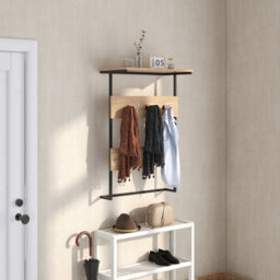 Costway Entryway Hanger Hooks Wall Mounted Coat Rack Wooden Wall Shelf - thumbnail 7