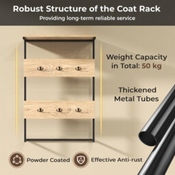 Costway Entryway Hanger Hooks Wall Mounted Coat Rack Wooden Wall Shelf - thumbnail 4