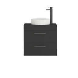 Royal Bathrooms Turin 800mm Matt Black Wall Mounted Worktop Bathroom 2 Drawers Vanity Unit With No Basin - thumbnail 5