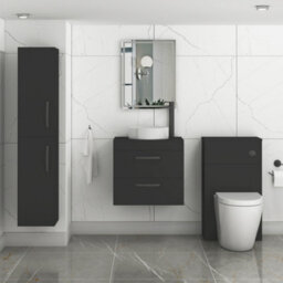Royal Bathrooms Turin 800mm Matt Black Wall Mounted Worktop Bathroom 2 Drawers Vanity Unit With No Basin - thumbnail 3