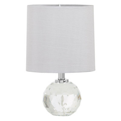 Orsina Crystal Table Lamp With Diamond-Cut Sphere Base, Desk Light With Chrome Stem, Decorative Accent For Offices - image 1