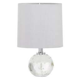 Orsina Crystal Table Lamp With Diamond-Cut Sphere Base, Desk Light With Chrome Stem, Decorative Accent For Offices - thumbnail 1