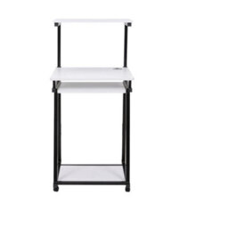 White Rolling Computer Desk Table With Keyboard Tray Storage Shelves Adjustable Height - thumbnail 4