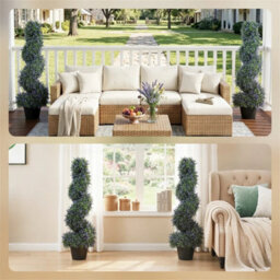 Set Of 2 Artificial Lavender Topiary Tree, Fake Plants In Pot, 90 Cm, Purple - thumbnail 4