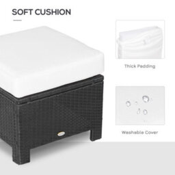 Outsunny Rattan Footstool Wicker Ottoman W/ Padded Seat For Backyard Garden - thumbnail 5