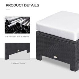 Outsunny Rattan Footstool Wicker Ottoman W/ Padded Seat For Backyard Garden - thumbnail 7