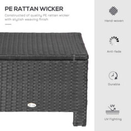 Outsunny Rattan Footstool Wicker Ottoman W/ Padded Seat For Backyard Garden - thumbnail 4