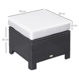 Outsunny Rattan Footstool Wicker Ottoman W/ Padded Seat For Backyard Garden - thumbnail 3