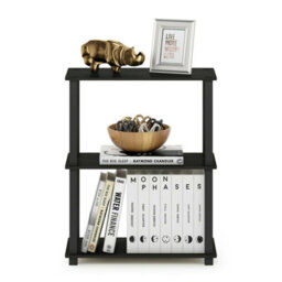 Walplus Furinno Turn-S-Tube 3-Tier Compact Multipurpose Shelf Display Rack With Square Tube, Espresso/black - thumbnail 1