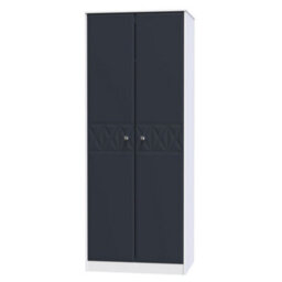 San Jose Ready Assembled Contemporary Matt Indigo & White Tall Double Wardrobe (H)1970mm (W)770mm (D)530mm