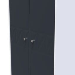 San Jose Ready Assembled Contemporary Matt Indigo & White Tall Double Wardrobe (H)1970mm (W)770mm (D)530mm - thumbnail 2