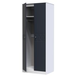San Jose Ready Assembled Contemporary Matt Indigo & White Tall Double Wardrobe (H)1970mm (W)770mm (D)530mm - thumbnail 3