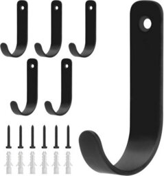 6-Piece Black Metal Wall Hooks, Coat Rack For Clothes, Hats, Bags, And Keys For Bedroom, Bathroom, Kitchen, Living Room, Hallway - thumbnail 1