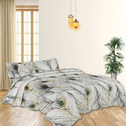 TheWhiteWater Limited Bedspread - Luxury Quilted - Reversible - Bed Throw Warm Quilt - Bedspread Patchwork Feathers Design Set 150 Gsm - 3 Tog - thumbnail 4